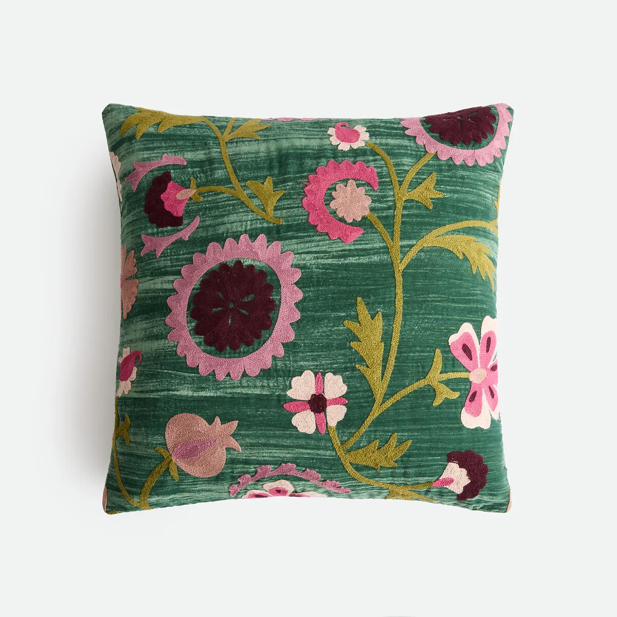 Housse De Coussin Brodée 50 X 50 Cm, En Panne De Velours, IZILD