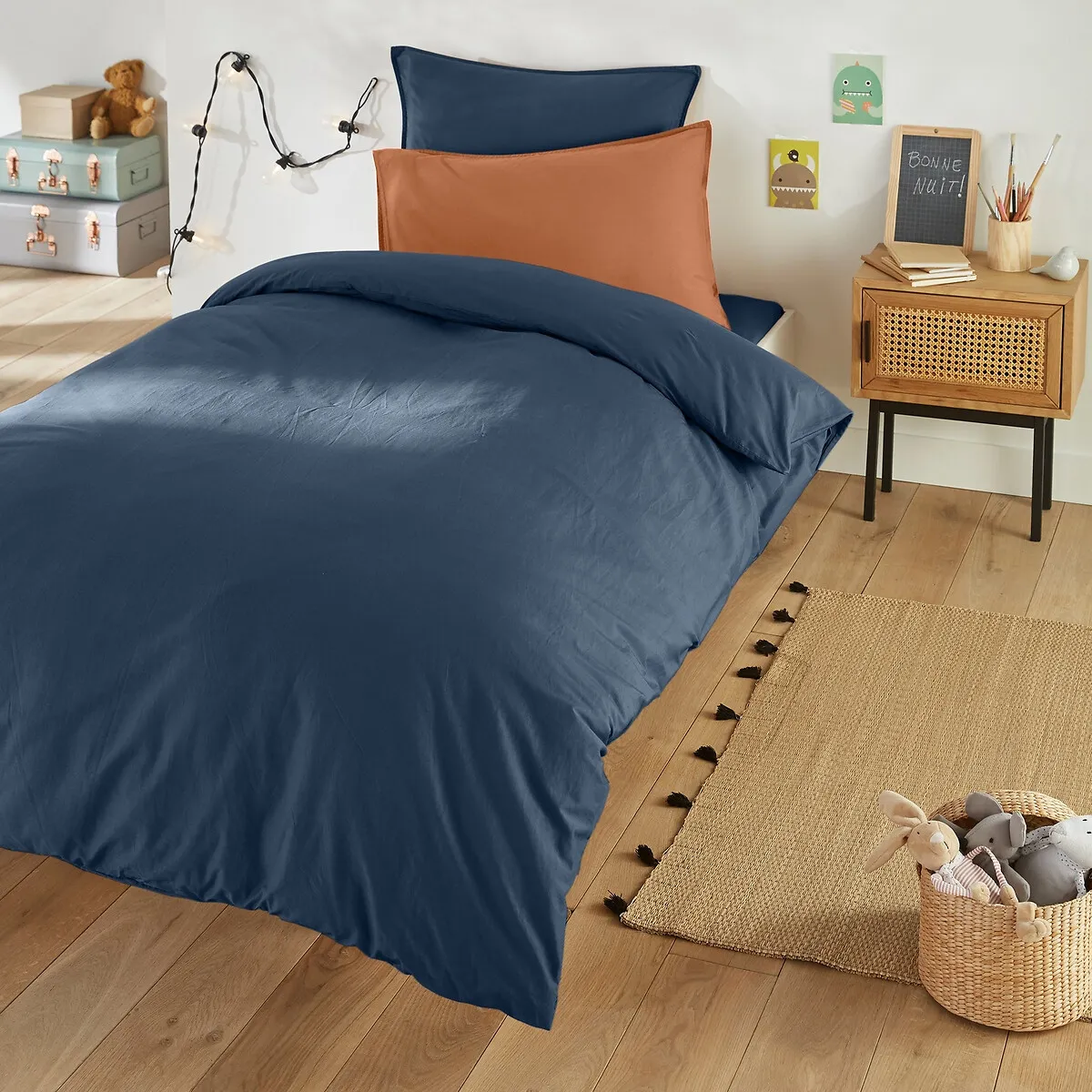 Drap Housse Enfant Uni En Coton Lavé, Scenario — vue 3