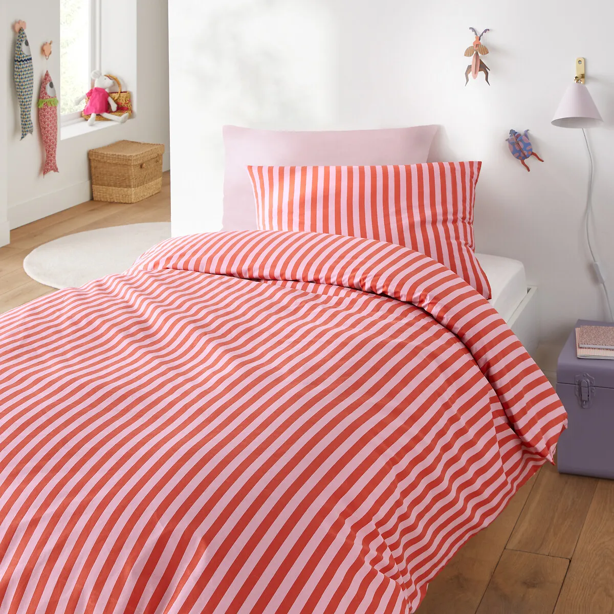 Parure De Lit Enfant, En 50% Coton Recyclé, Taie Rectangulaire, SACHA ROSE — vue 3