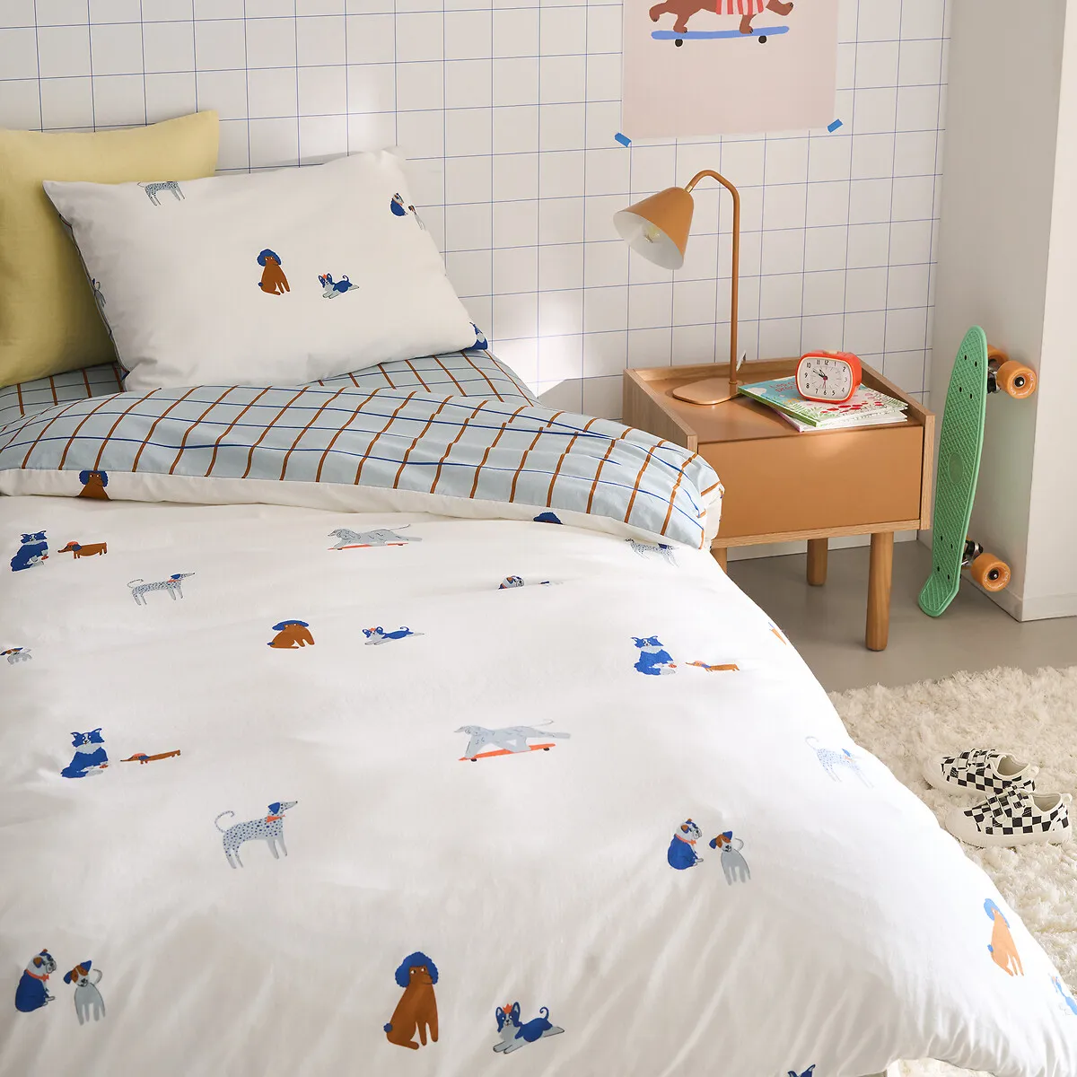 Housse De Couette Enfant, En Coton Lavé, Imprimé Chiens, TEAM CHIENS — vue 3