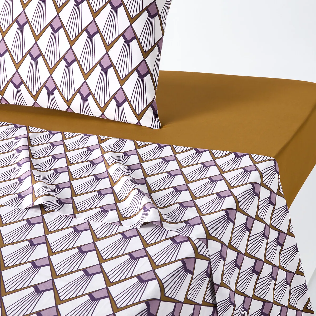 Drap Plat, En Percale De Coton, ELISA MAUVE