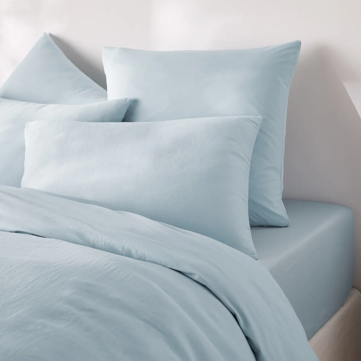 Drap-housse Uni, En Coton Lavé, Bonnet 30 Cm, ANNABA — vue 3