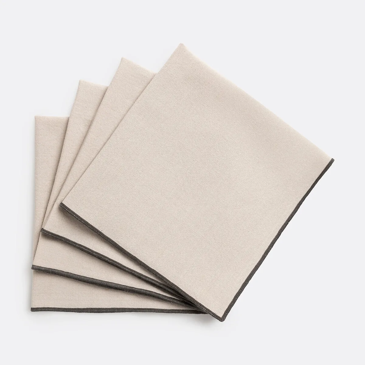 Lot De 4 Serviettes De Table, Coton Lavé, Tampa