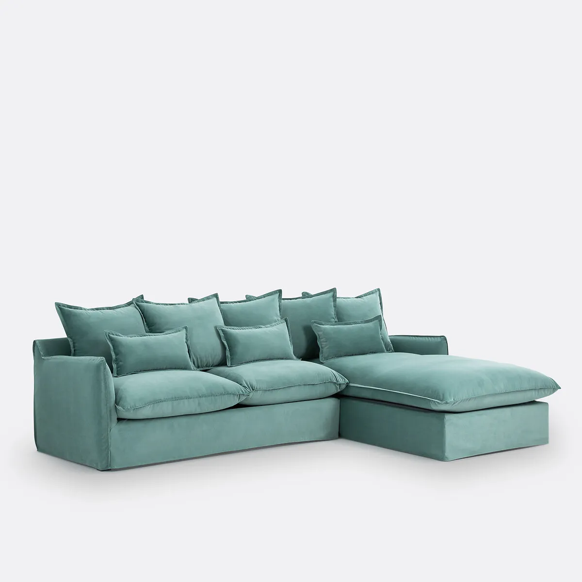 Canapé D'angle Droit Convertible, Déhoussable, 4 Places, En Velours, ODNA — vue 3