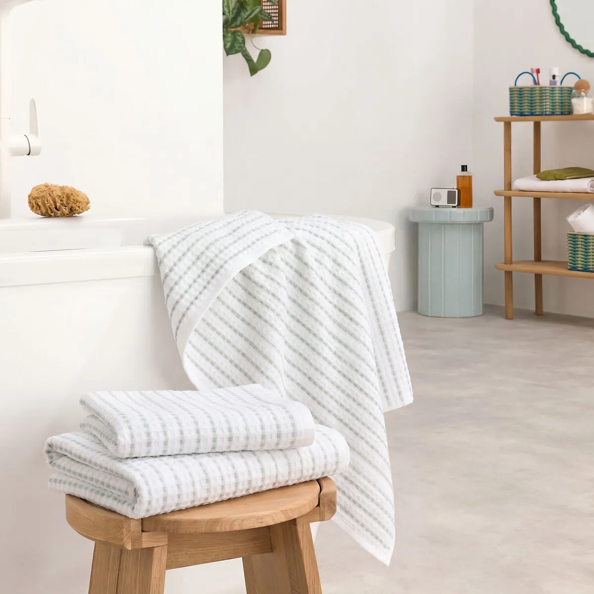 Drap De Bain En Coton Nid D'abeille, TIFLI RAYÉ — vue 3