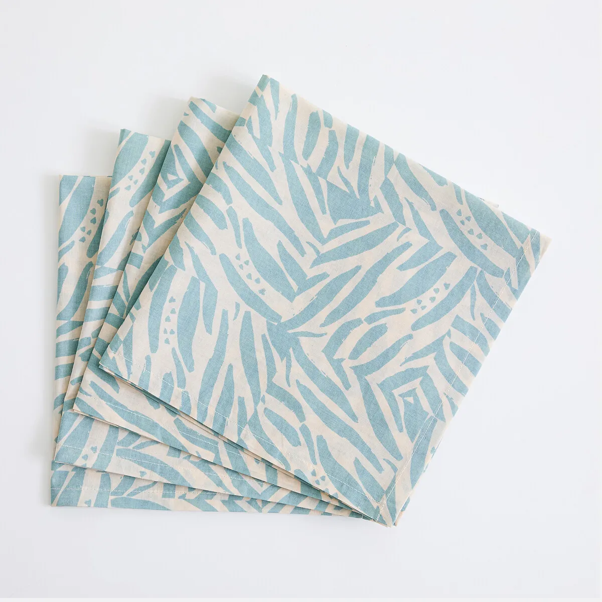 Lot 4 Serviettes De Table En Voile De Coton Imprimé, LEAN 