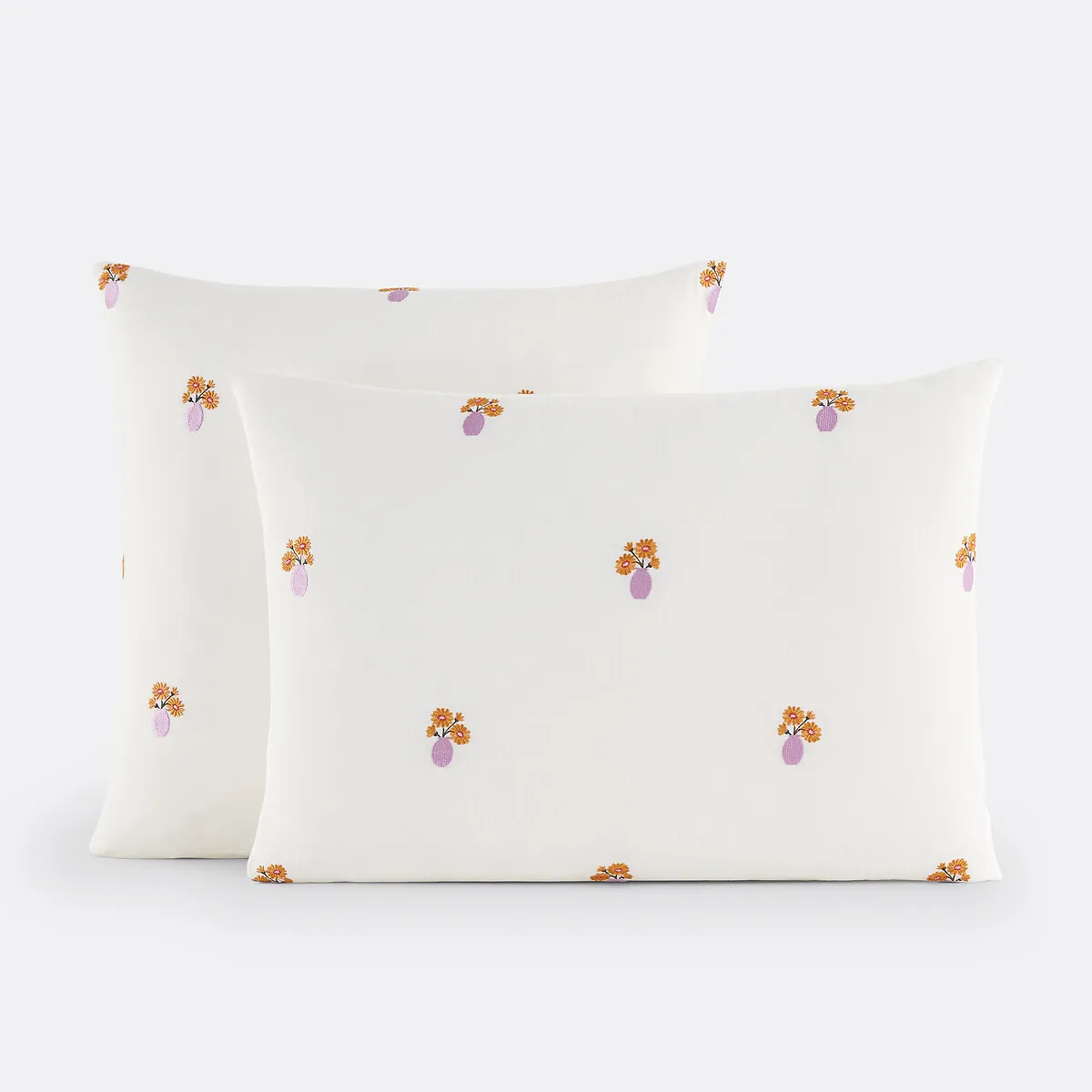 Taie D'oreiller Coton Vintage Brodé, Ariette
