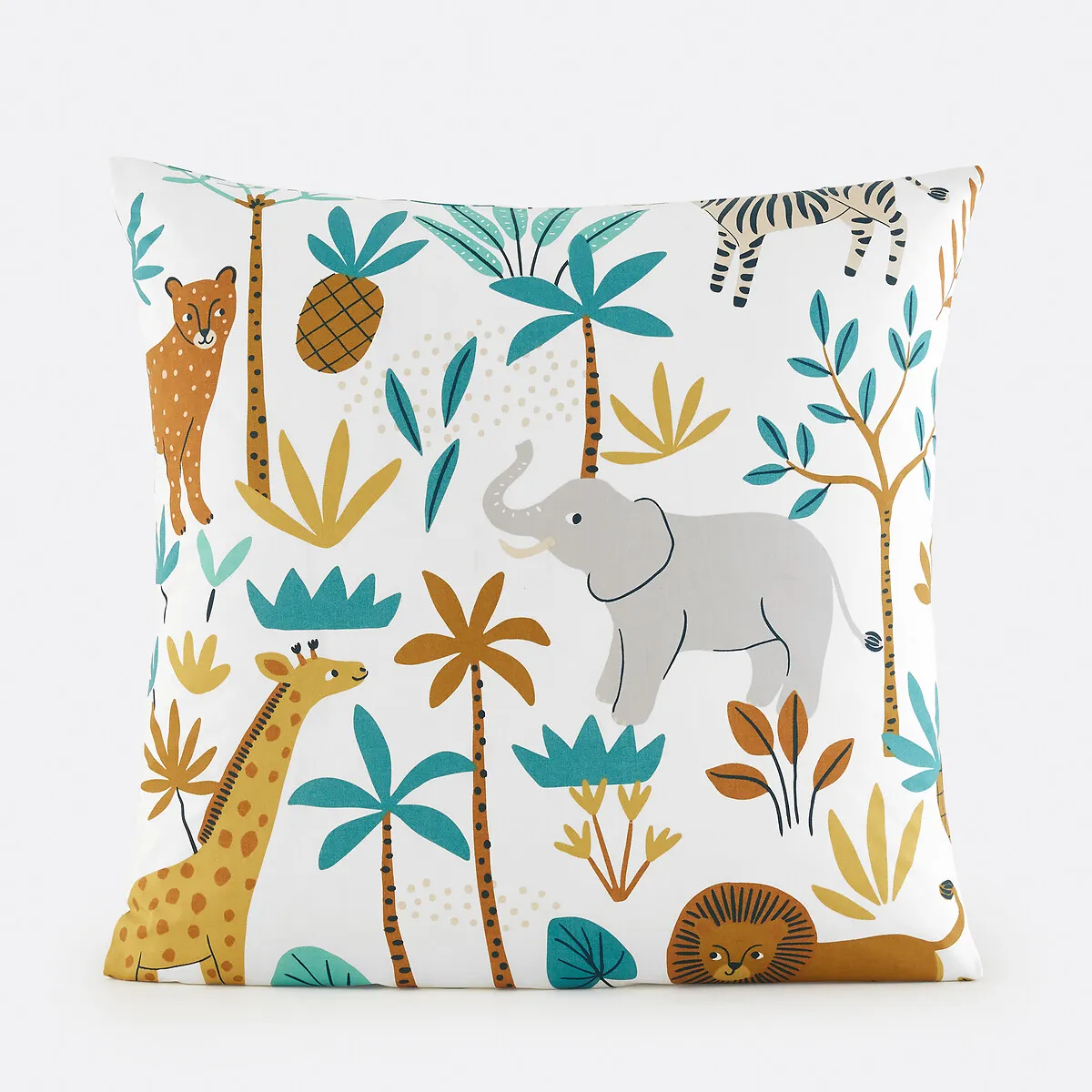 Taie D'oreiller Enfant, 30% Coton Recyclé, Imprimé Animaux, JUNGLE