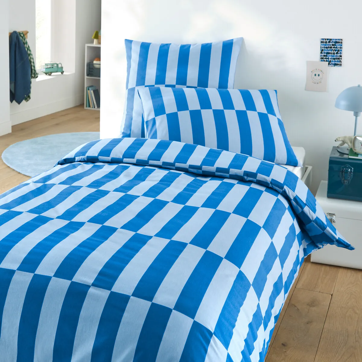 Taie D'oreiller Enfant En 50% Coton Recyclé, TABAKA BLEU — vue 3