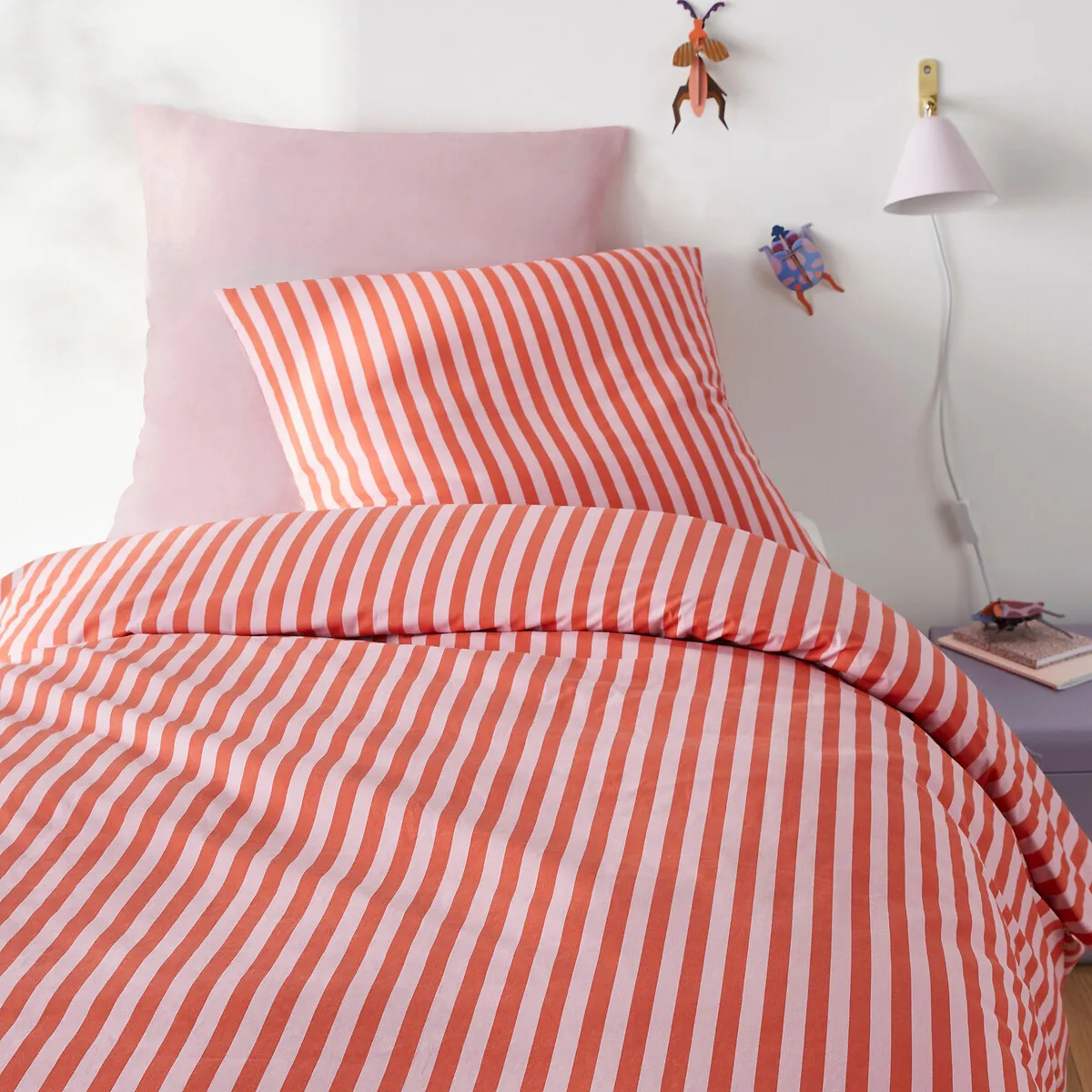 Parure De Lit Enfant, En 50% Coton Recyclé, Taie Carrée, SACHA ROSE
