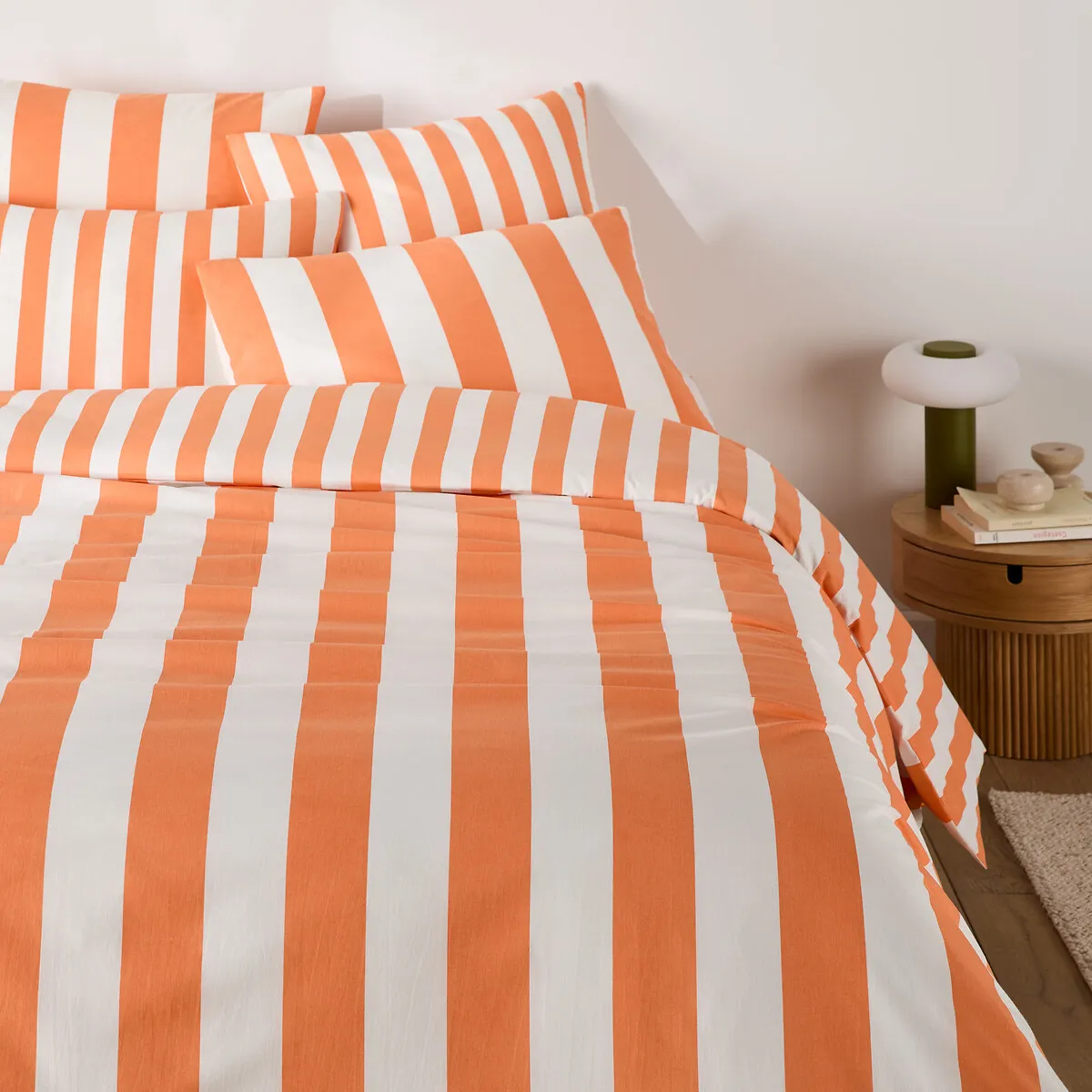 Housse De Couette En Coton, Imprimé Rayures, HENDAYE ORANGE — vue 3