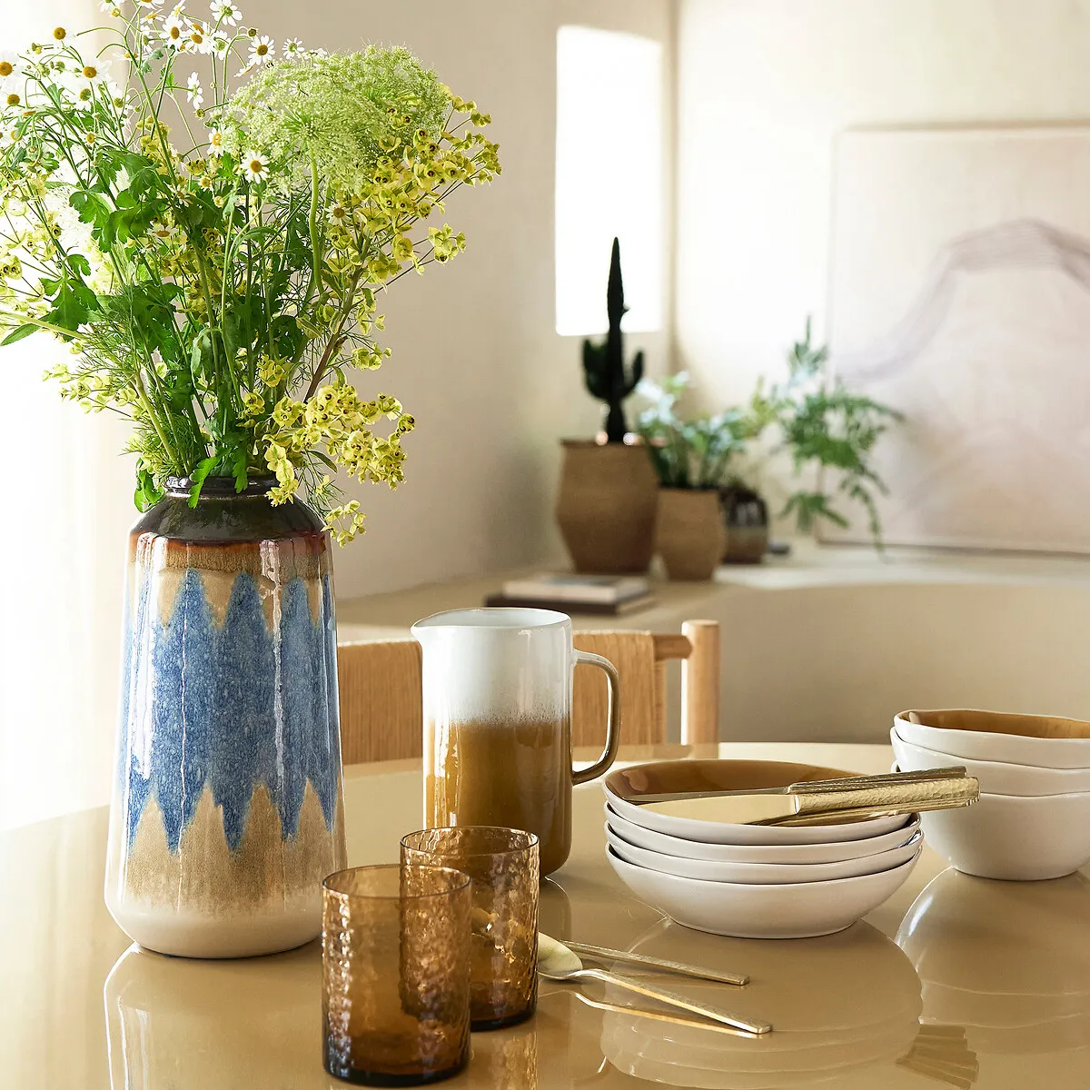 Vase Bleu En Céramique, Hauteur 29 Cm, ZIA — vue 3