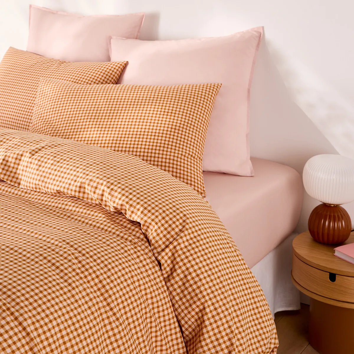 Parure De Lit 30% Coton Recyclé, Taie Carrée, Imprimé Carreaux, LESIA — vue 3