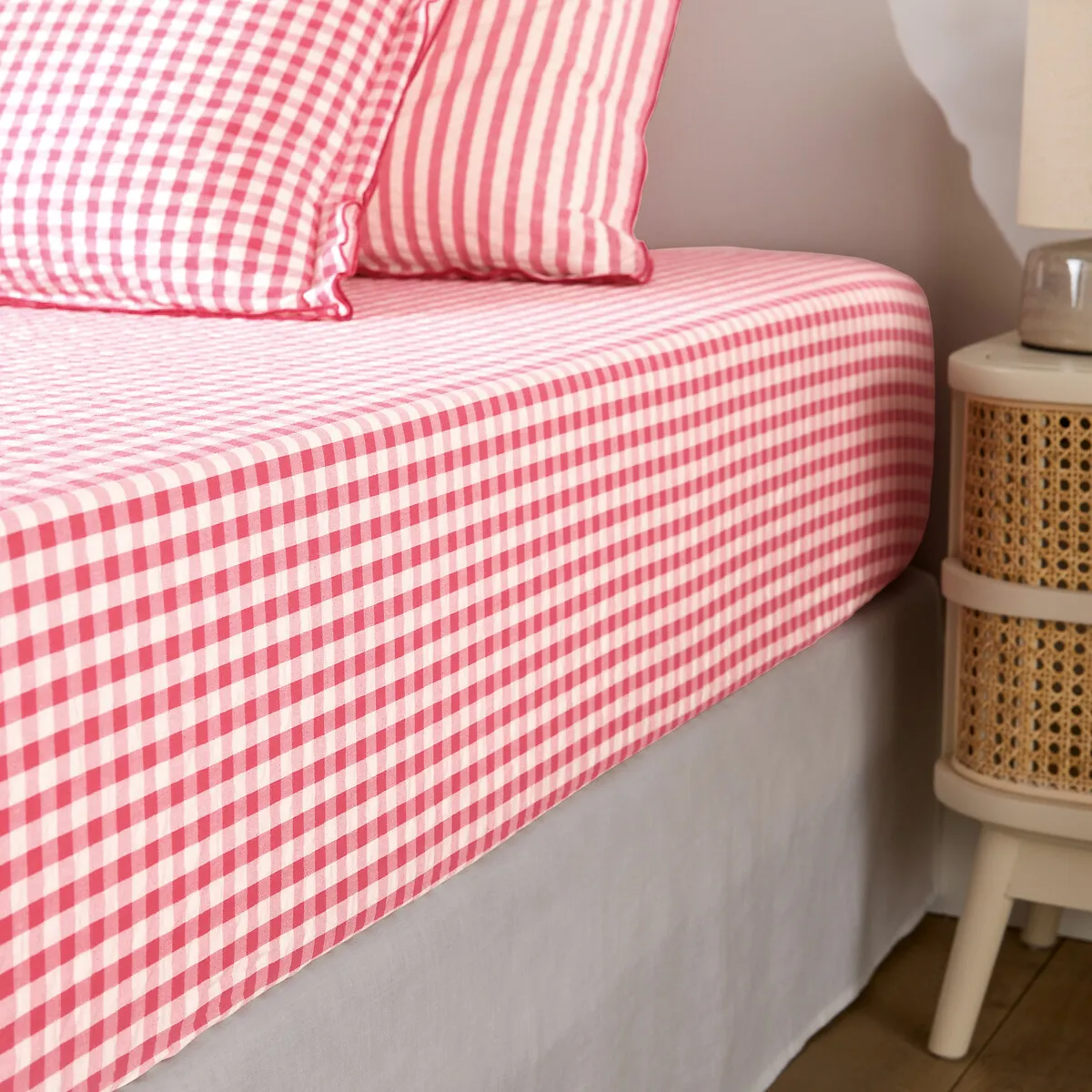 Drap-housse Coton Seersucker 30 Cm, COTTAGE FRAMBOISE