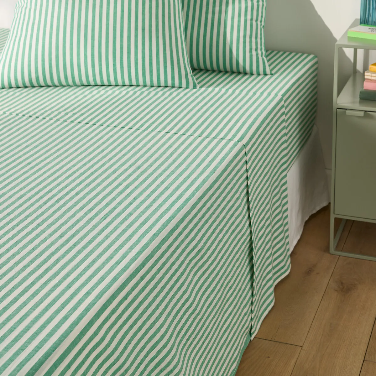 Drap Plat En Coton, SOIZIC VERT — vue 3
