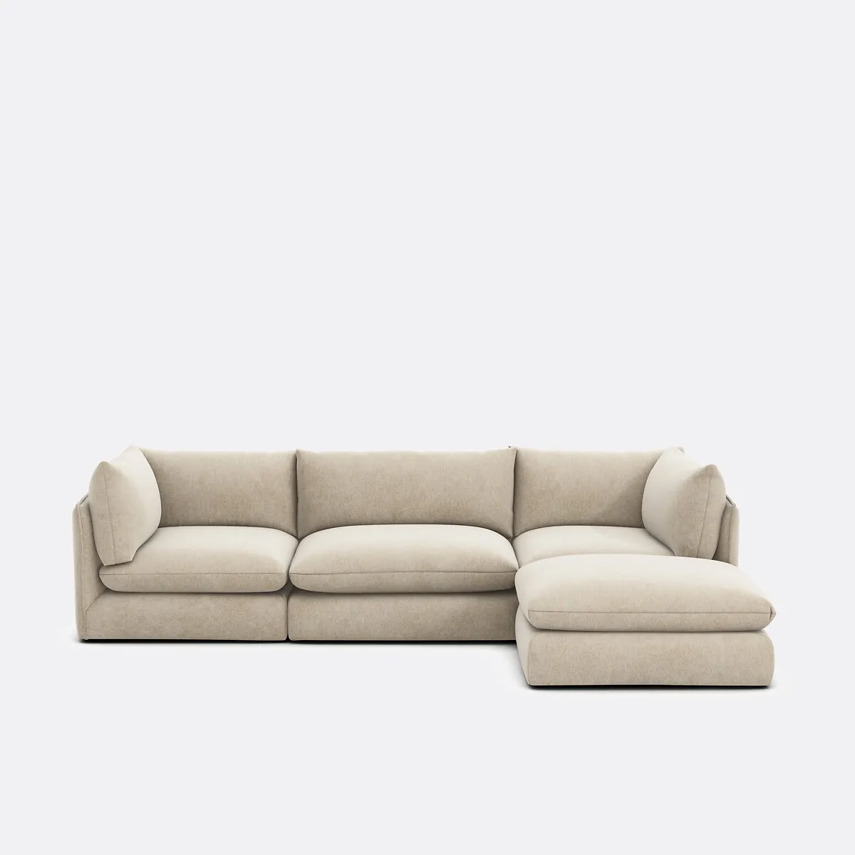 Canapé Modulable 3 Places Avec Pouf, En Polyester Chiné, MALO