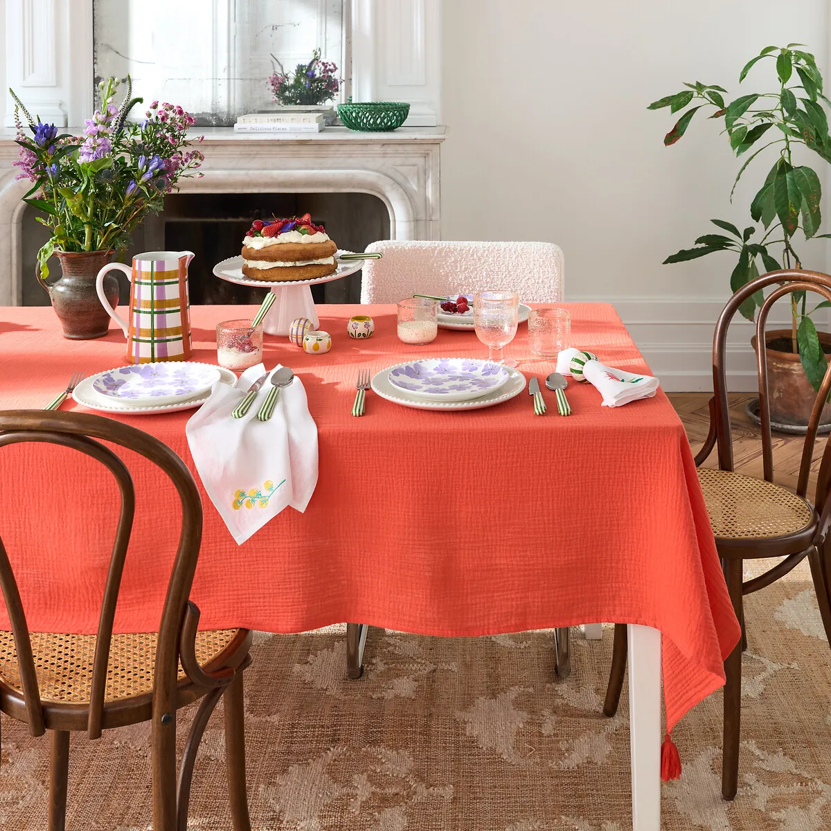 Lot 2 Serviettes De Table En Lin Brodé, Faustine — vue 3