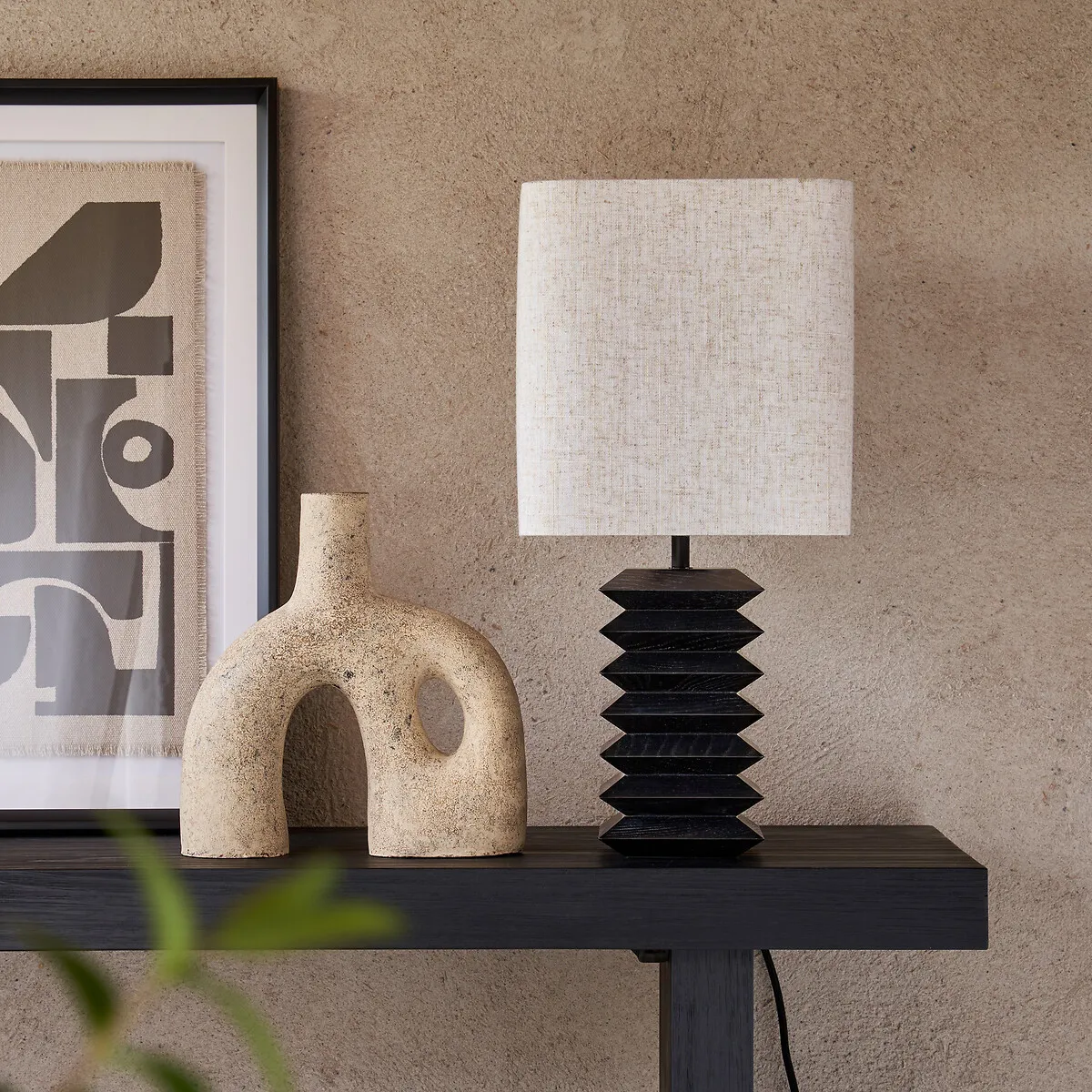 Lampe À Poser En Frêne Massif Et Lin, Remilo — vue 3