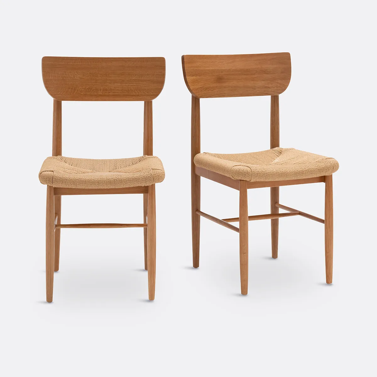 Lot De 2 Chaises Chêne Massif Et Tressage, Andre