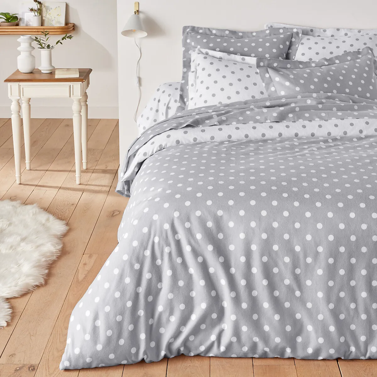 Housse De Couette Flanelle Imprimée Pois, Clarisse