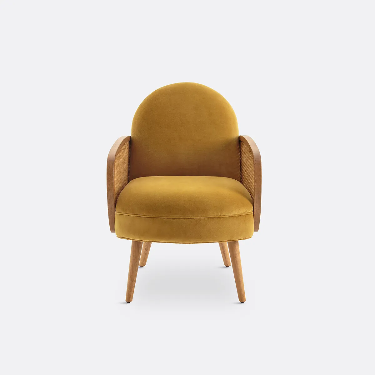 Fauteuil Velours Et Cannage, Buisseau — vue 3