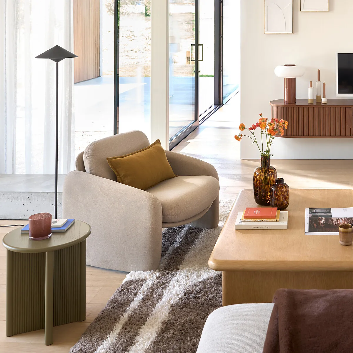 Fauteuil Rembourré, Velours Mat, Bellagio — vue 3