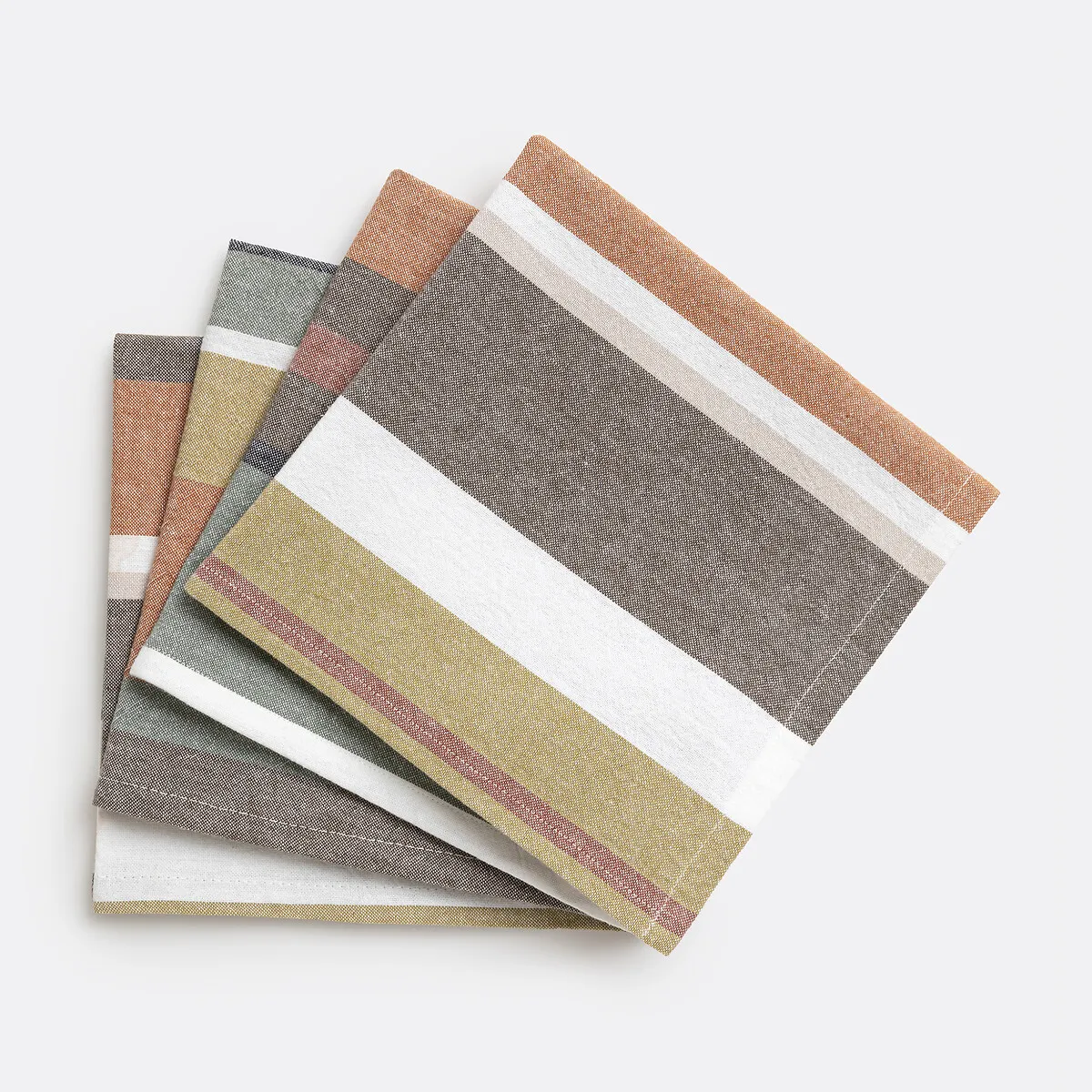 Lot De 4 Serviettes De Table Coton Lavé Tissé-teint, Antika