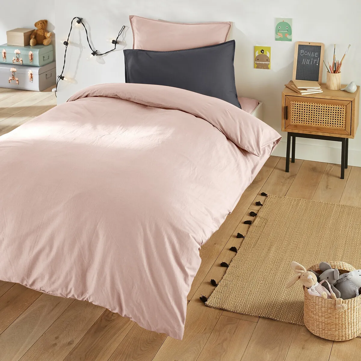 Drap Housse Enfant Uni En Coton Lavé, Scenario — vue 3