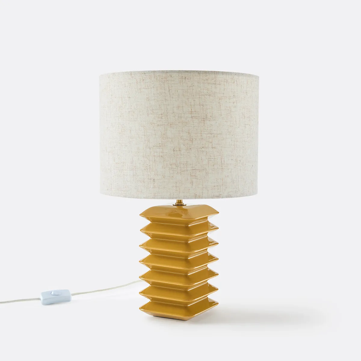 Lampe À Poser En Céramique Et Lin, Remilo