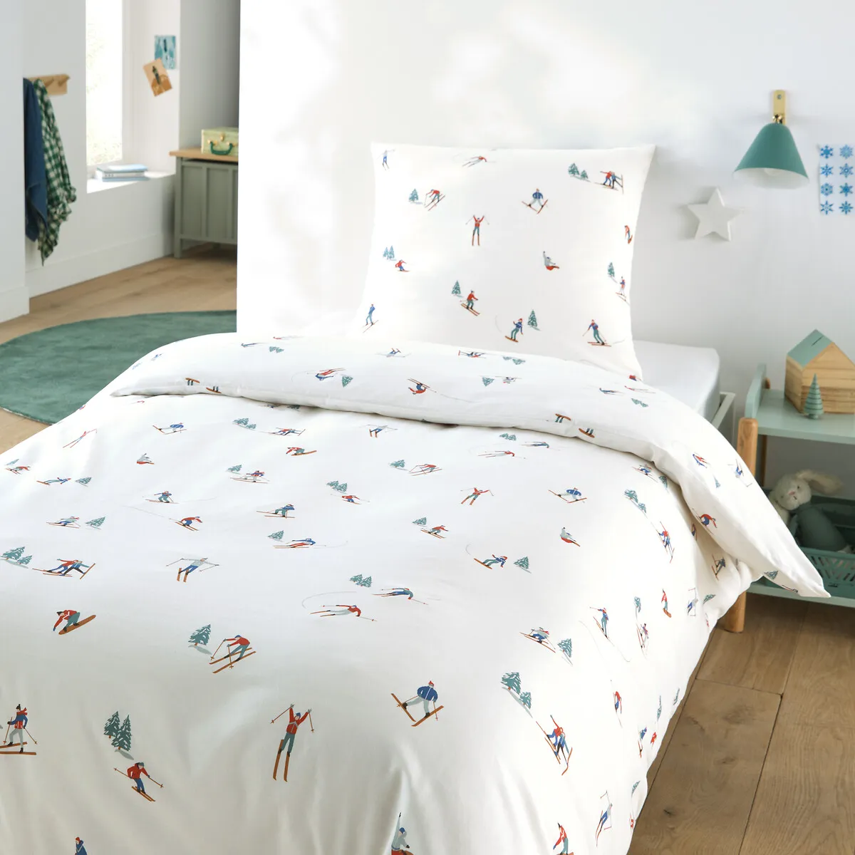 Parure De Lit Enfant En 30% Coton Recyclé, Taie Carrée, TOUT SCHUSS — vue 3