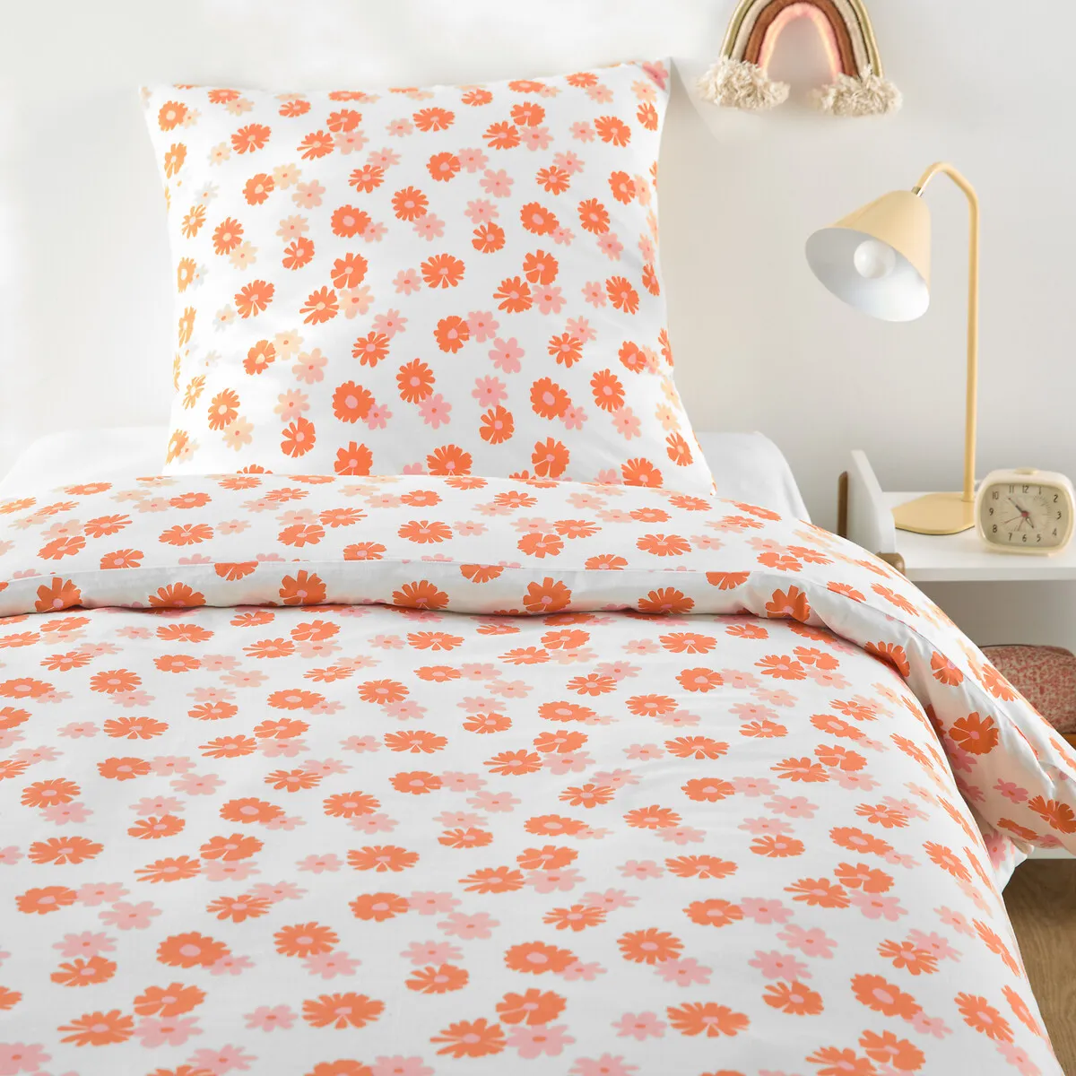 Parure De Lit Enfant 50% Coton Recyclé, Taie Carrée, MARGUERITES