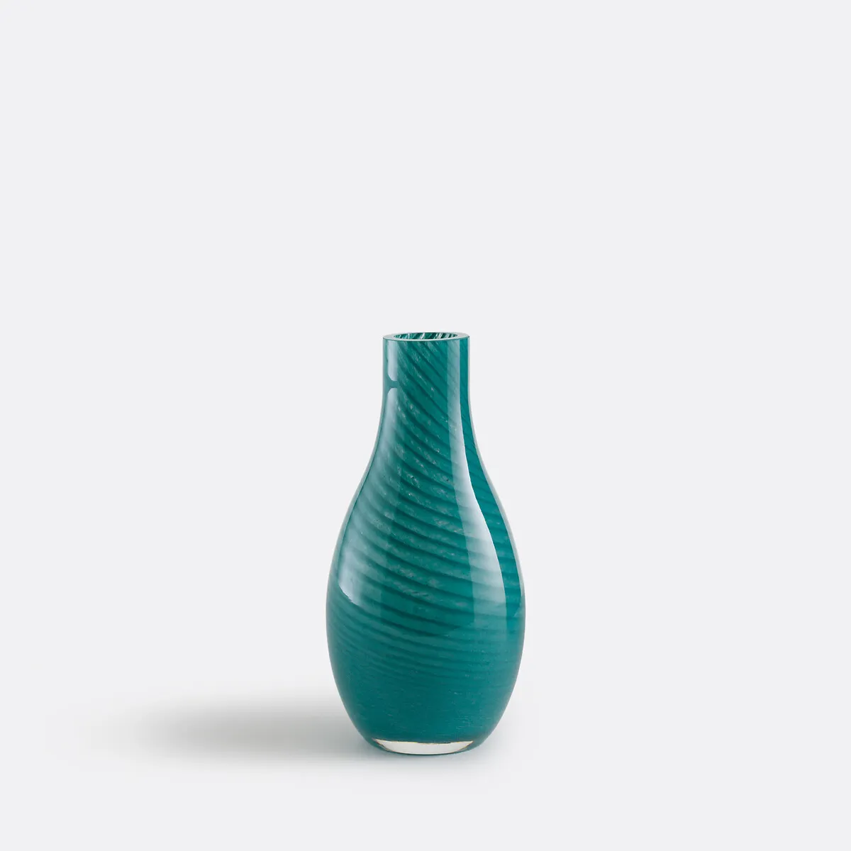 Vase En Verre Coloré Bleu À Rayures, Hauteur 14,3 Cm, MARLIA