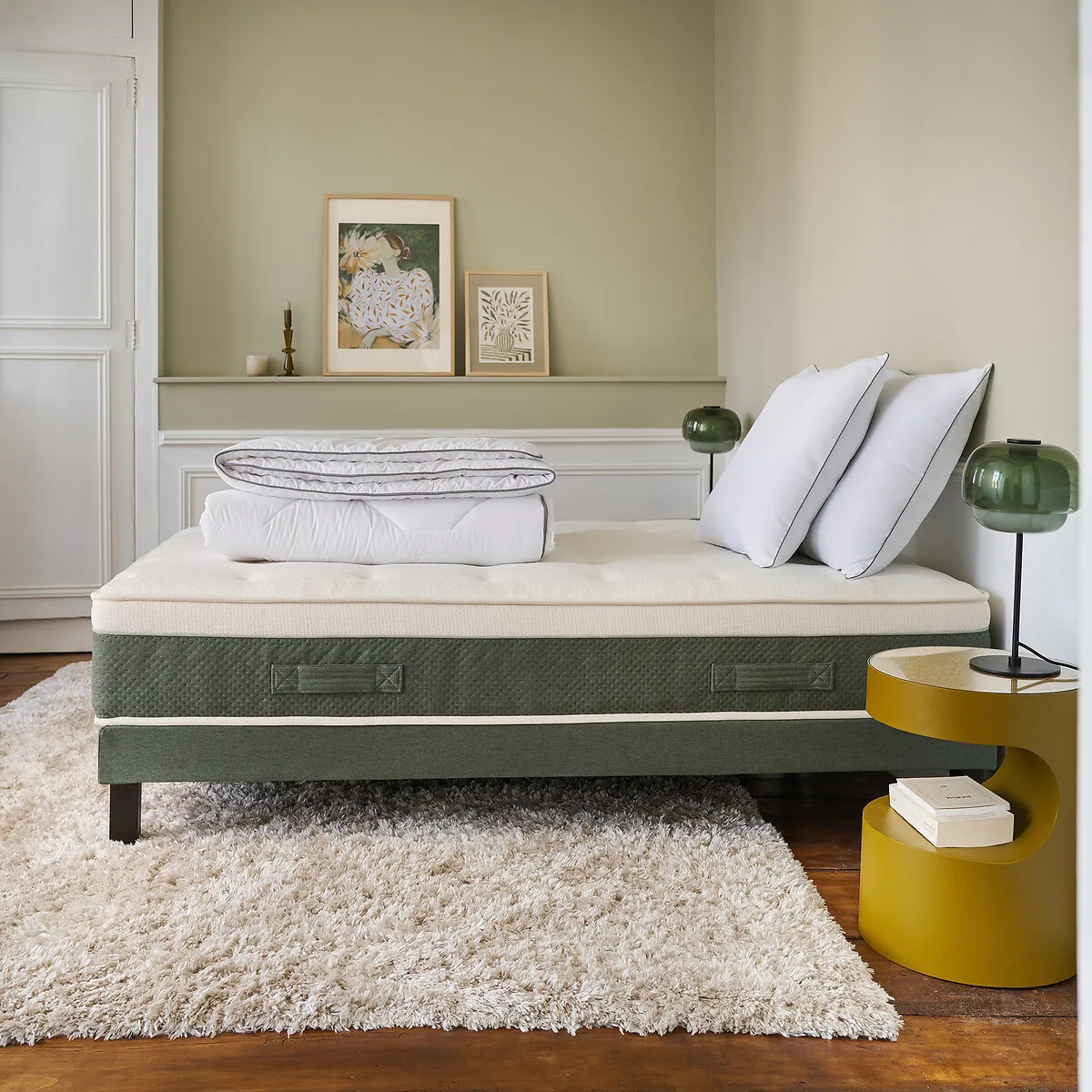 Ensemble Matelas Hybride, Soutien Ferme, Accueil Enveloppant Et Sommier