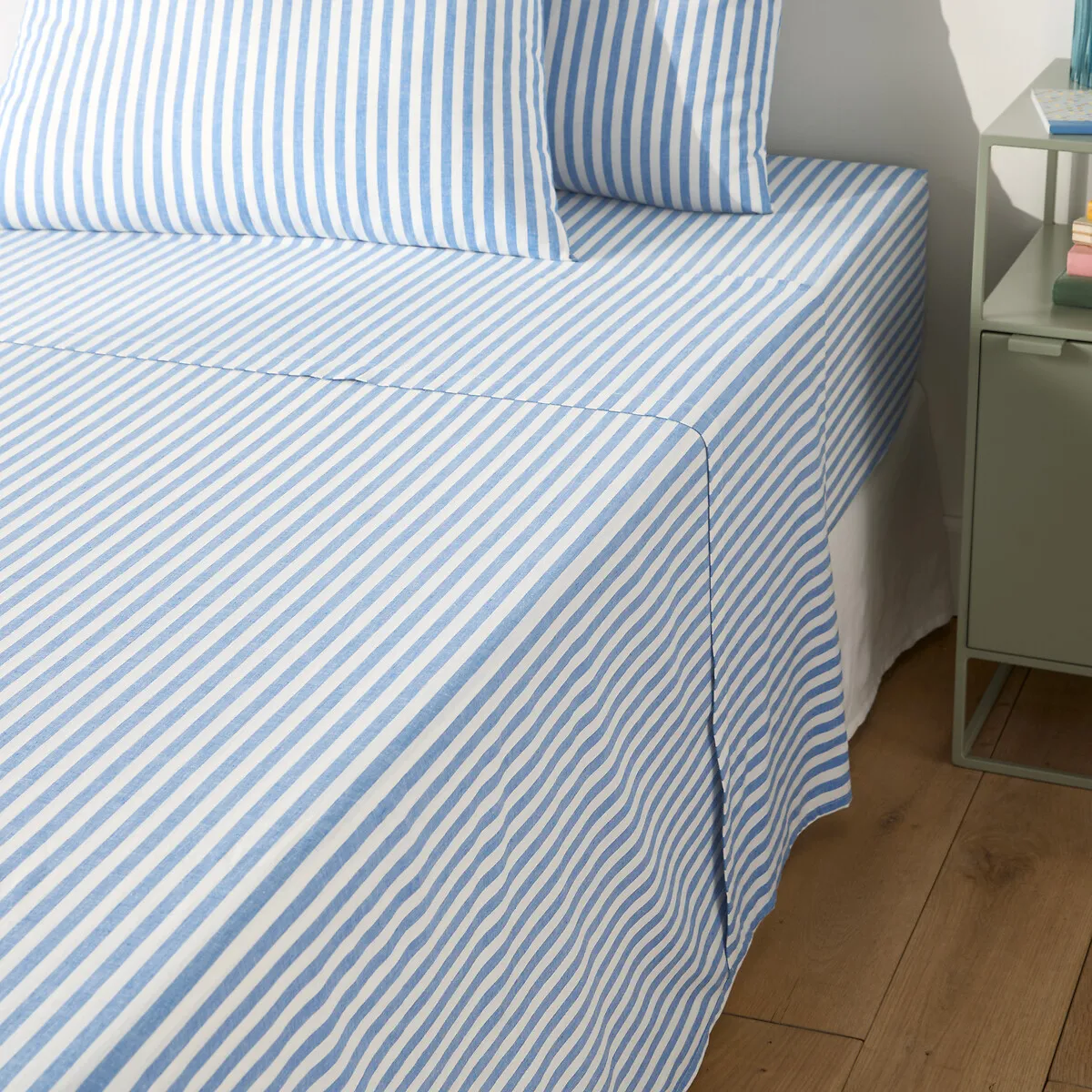 Drap Plat En Coton, SOIZIC BLEU — vue 3