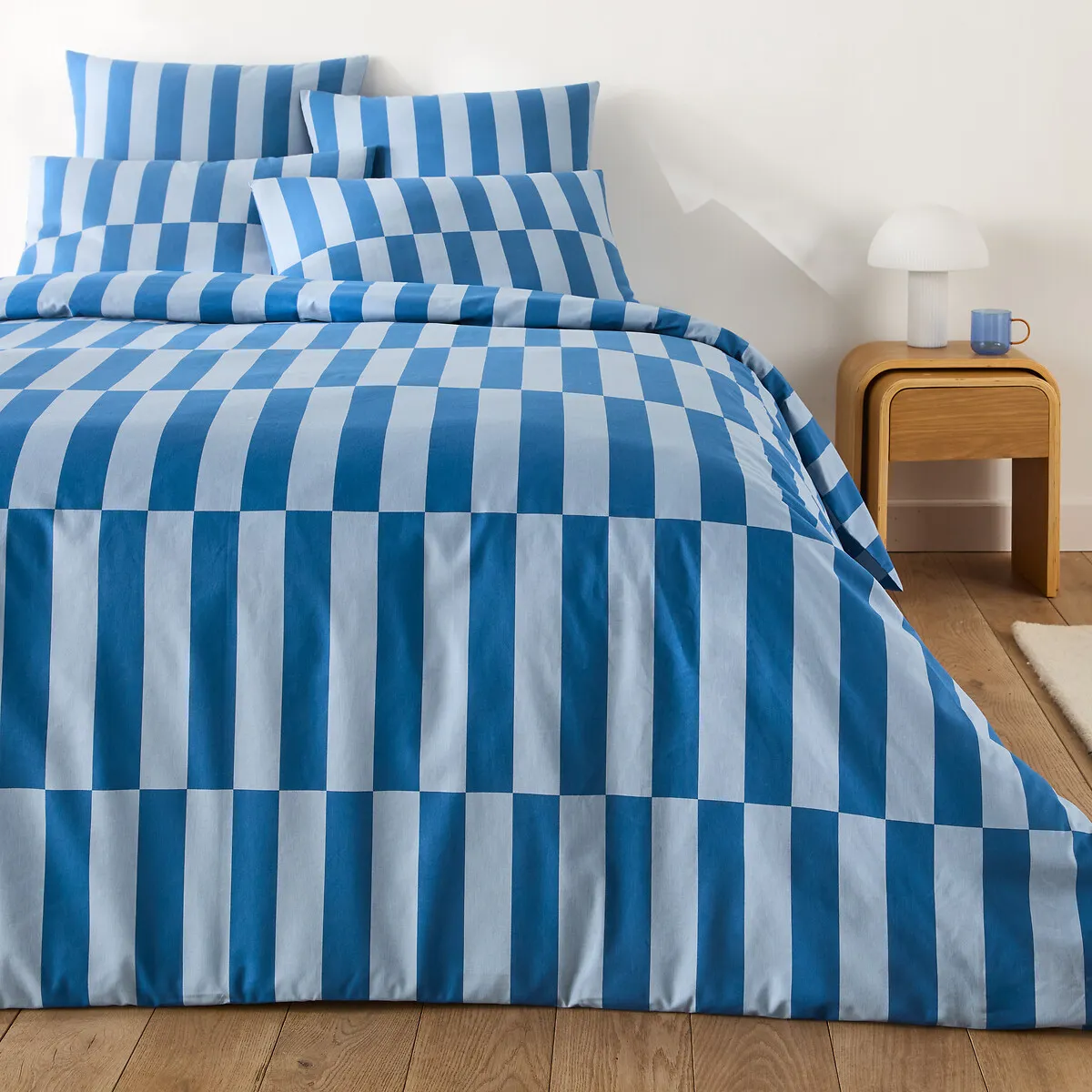 Taie D'oreiller 50% Coton Recyclé, TABAKA BLEU — vue 3
