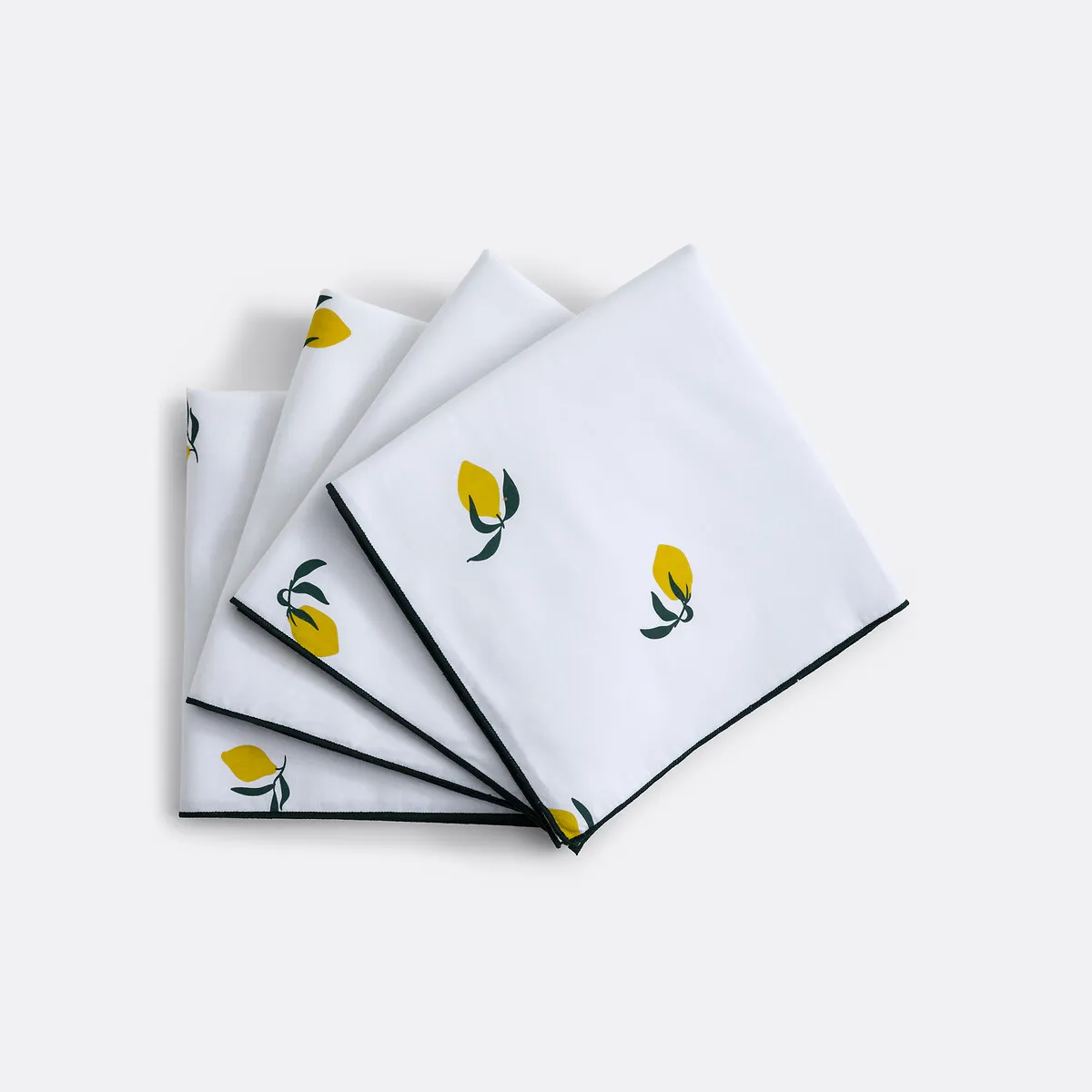Lot De 4 Serviettes De Table Imprimées En Coton, CITRON