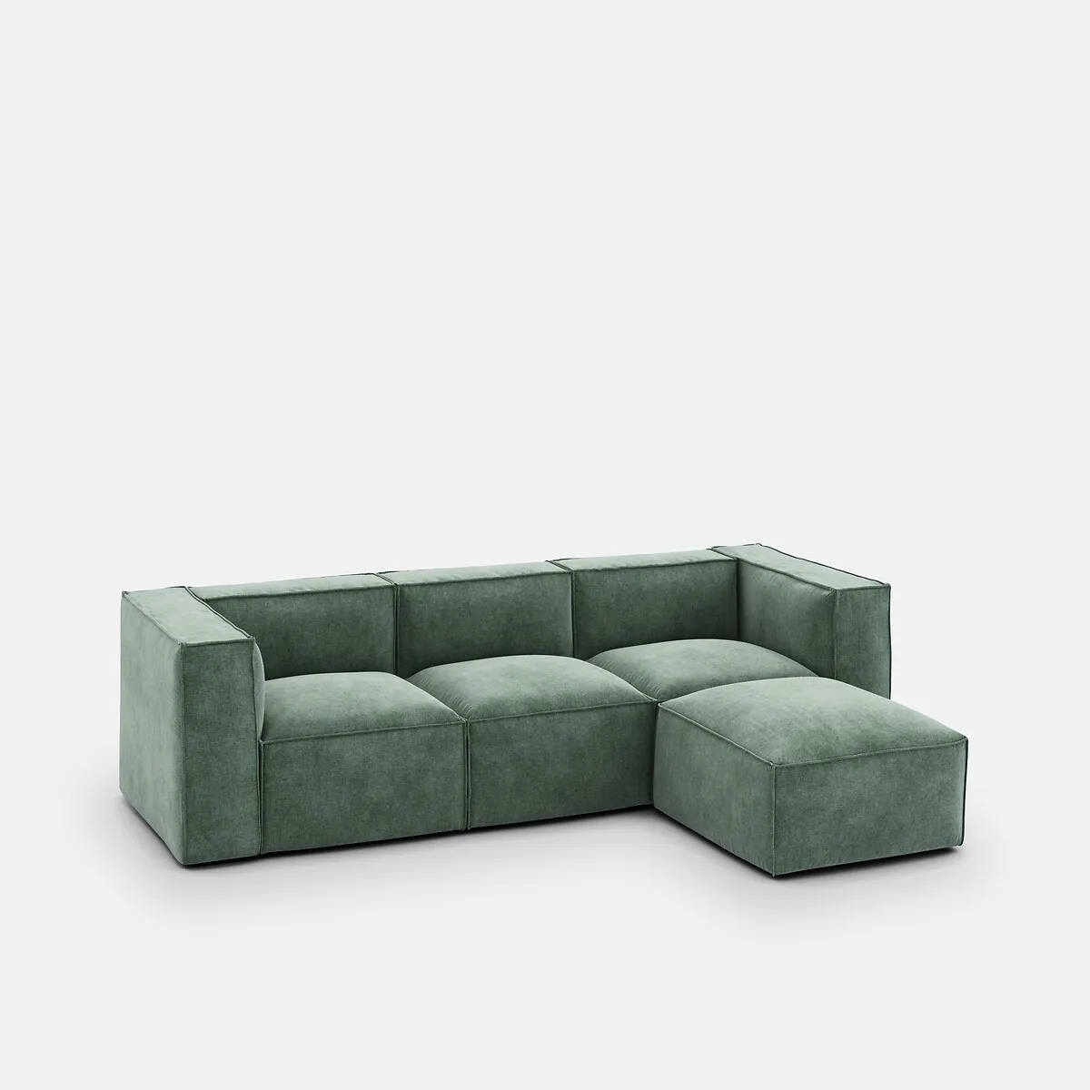 Canapé Modulable, 3 Places Et Pouf, En Velours Texturé, SEVEN — vue 3