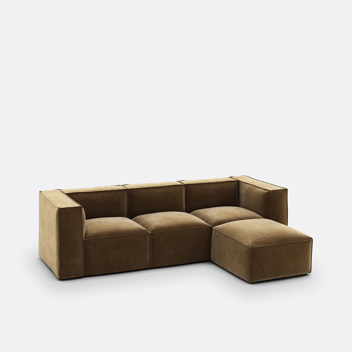 Modulable 3 Places Et Pouf Velours Côtelé Vintage Seven  — vue 3