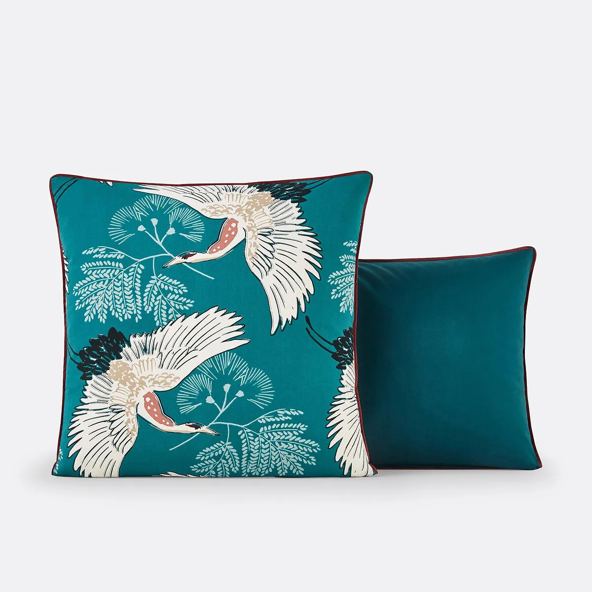 Taie D'oreiller Percale De Coton Grues Bleu