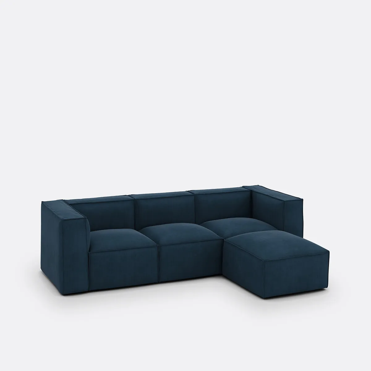 Canapé Modulable, 3 Places Et Pouf, En Velours Côtelé Fines Côtes, SEVEN — vue 3