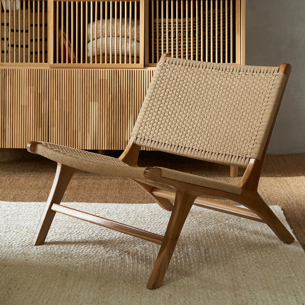 Fauteuil Lounge Teck Et Corde Tressée, Amanda — vue 3