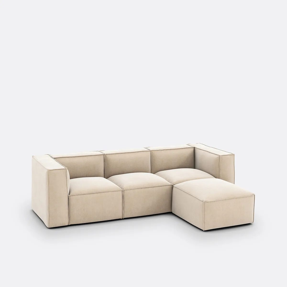 Modulable 3 Places Et Pouf Velours Côtelé Vintage Seven  — vue 3