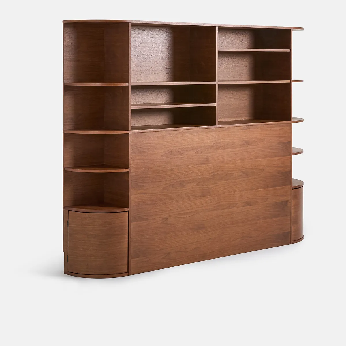Tête De Lit Rangement, En Plaqué Noyer, MADDY