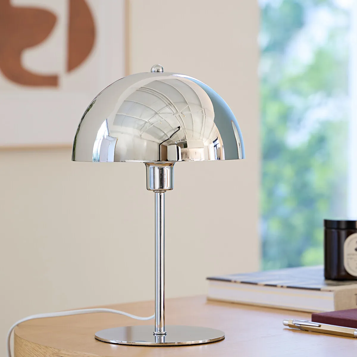 Lampe À Poser Champignon En Métal Fer Chrome, Capi — vue 3