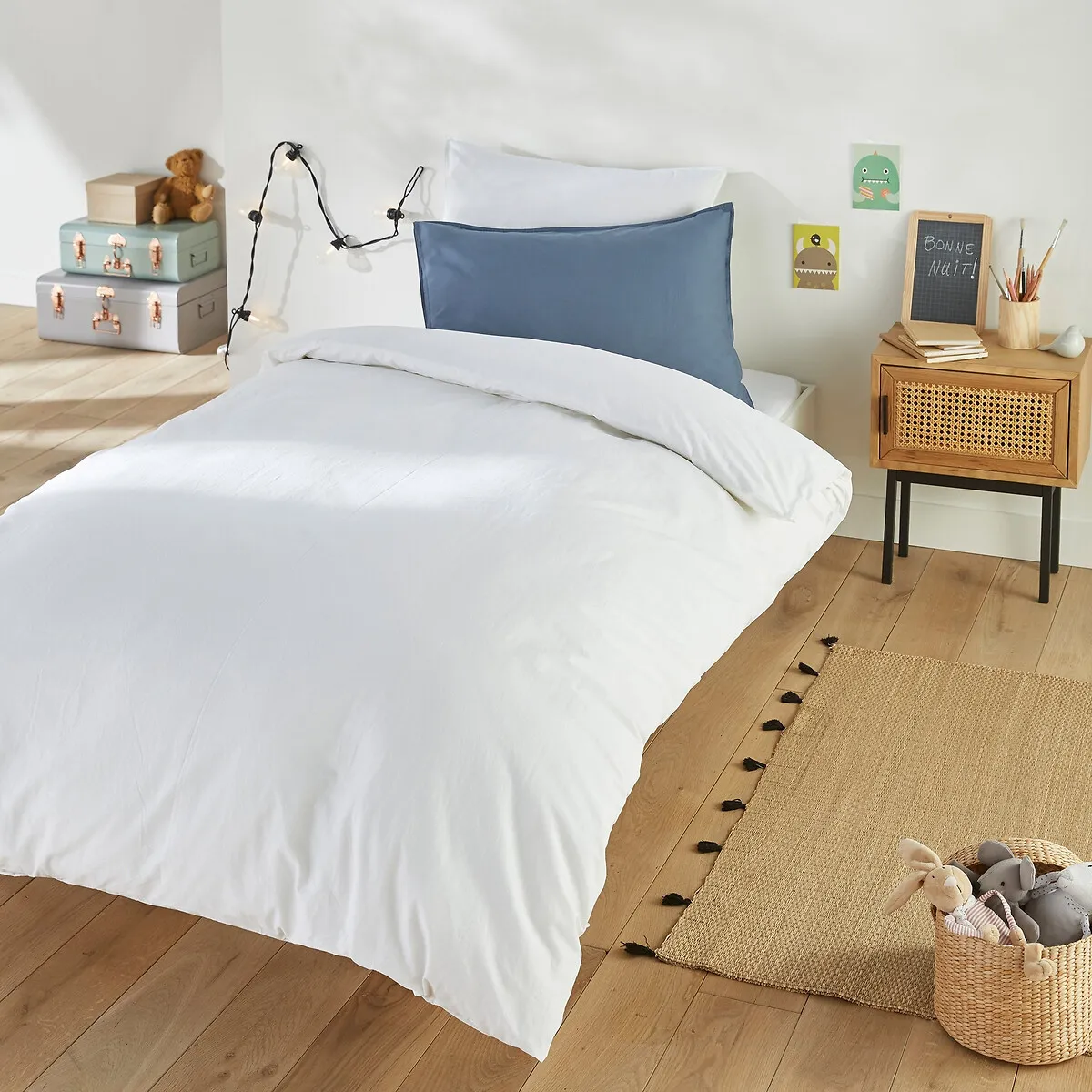Drap Housse Enfant Uni En Coton Lavé, Scenario — vue 3