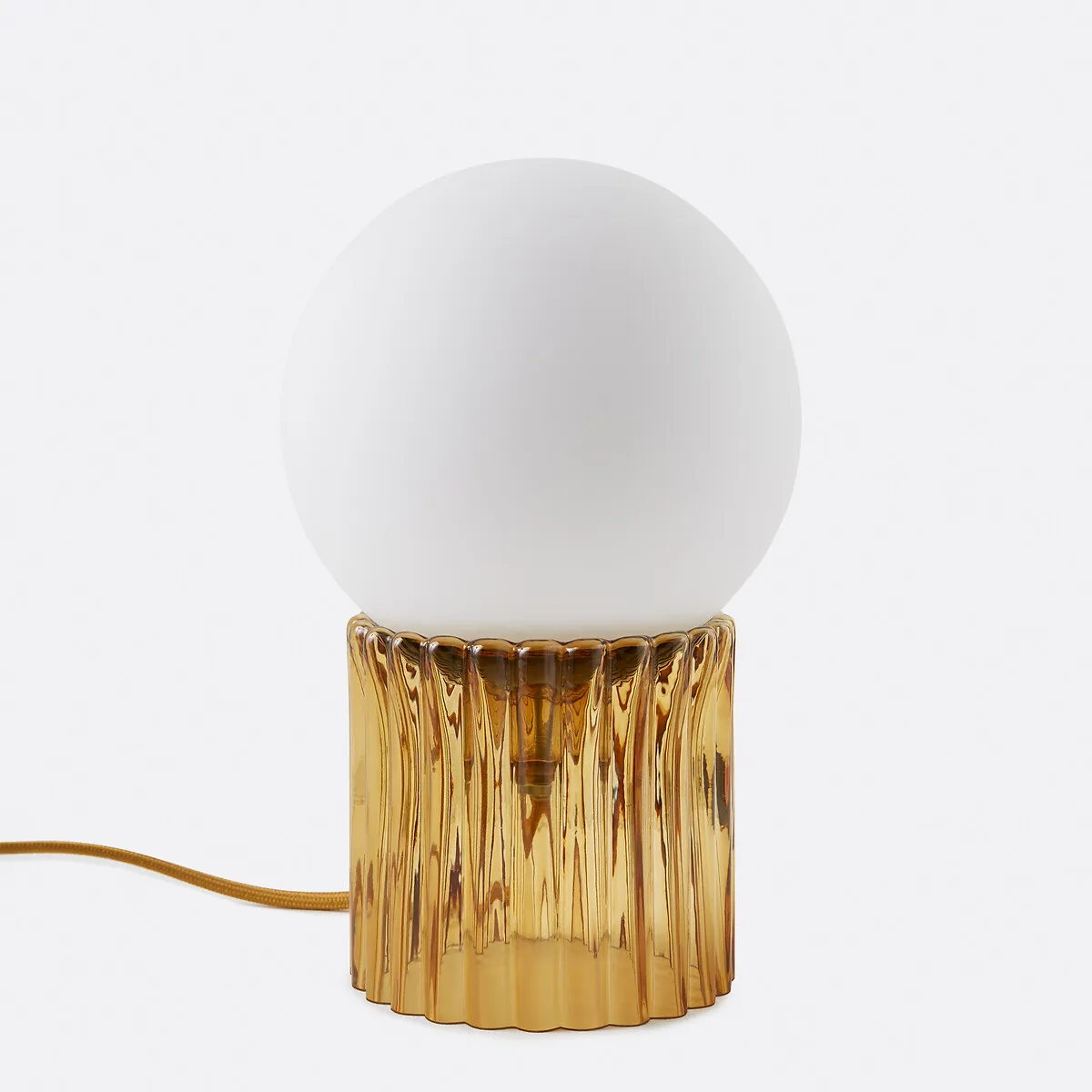 Lampe À Poser, Verre Strié Coloré Et Opaline, Dima — vue 3