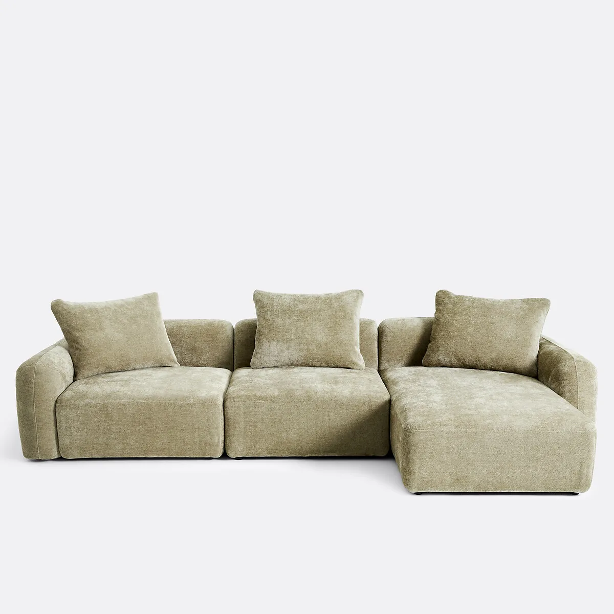 Canapé D'angle Modulable Droit 3 Places, En Chenille Épaisse, AMAD