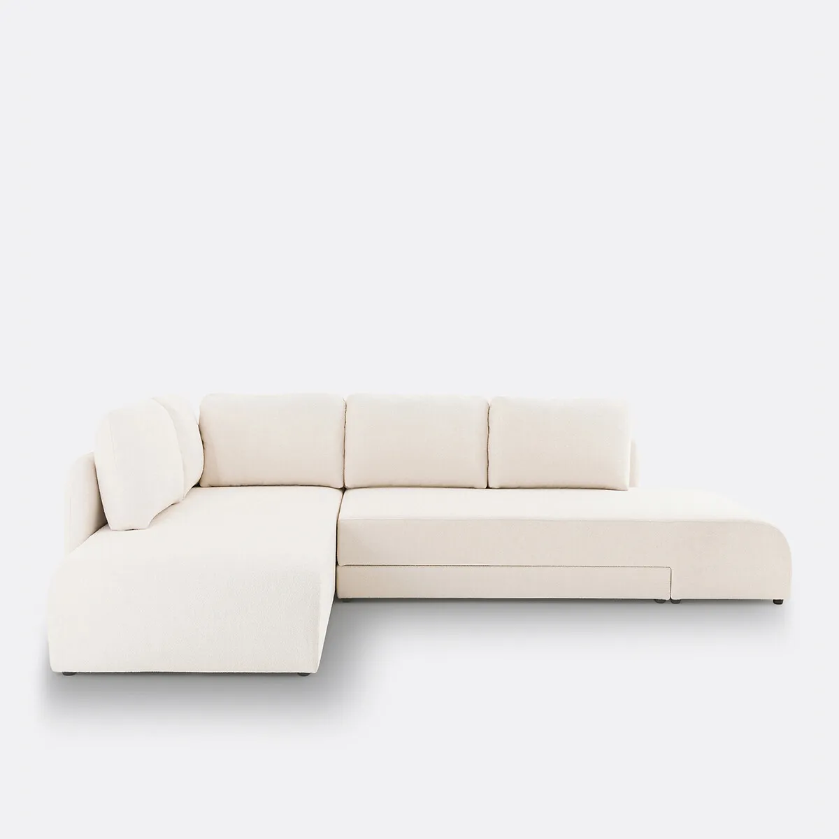 Canapé Angle Convertible, En Bouclette Fine, GINA