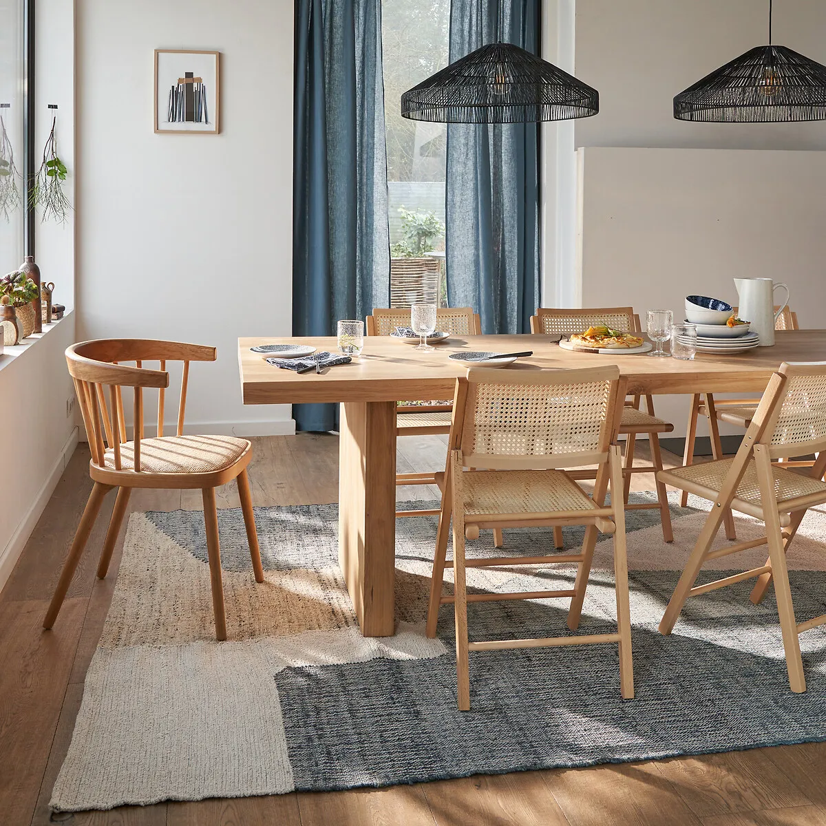 Lot De 2 Chaises Pliantes Hêtre Et Cannage, Rivia — vue 3
