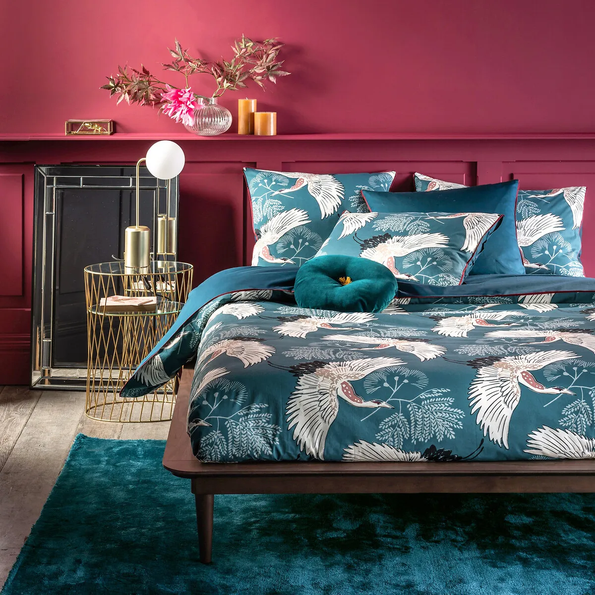 Housse De Couette Percale Grues Bleu